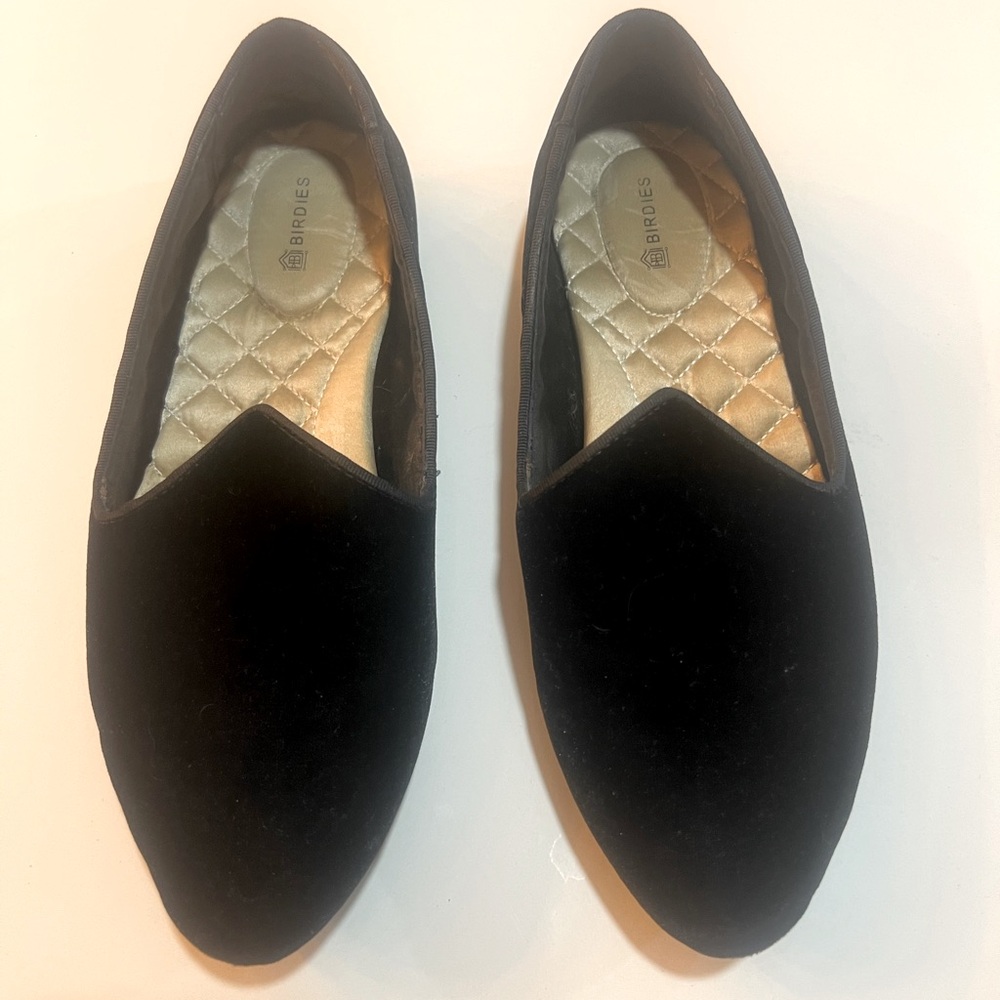 Birdies Black Velvet Loafers